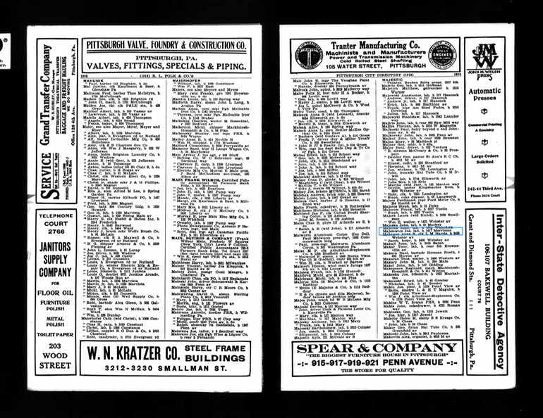 1916 Jos Majsiewicz City Directory